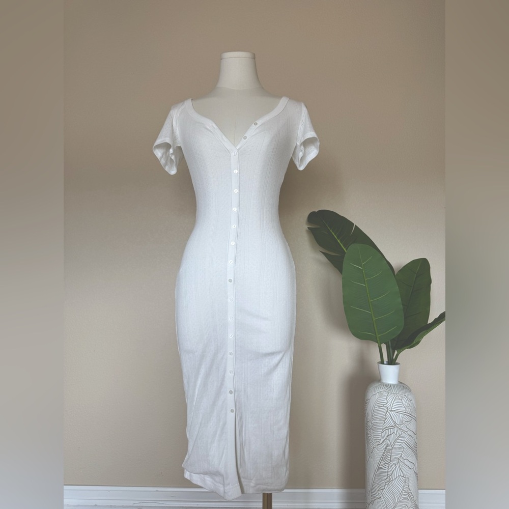 STAPLE & HUE White Button-Down Dress